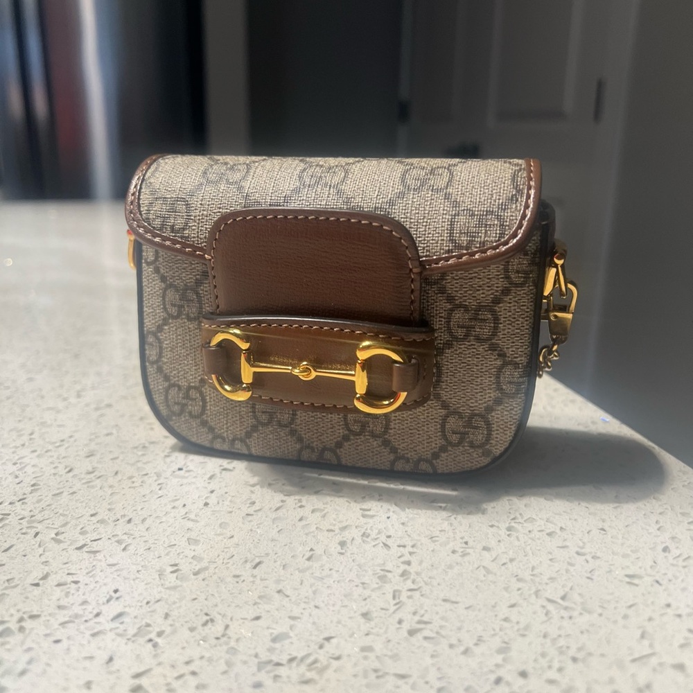 Gucci Brown and Gold Mini Bag with Signature Monogram
